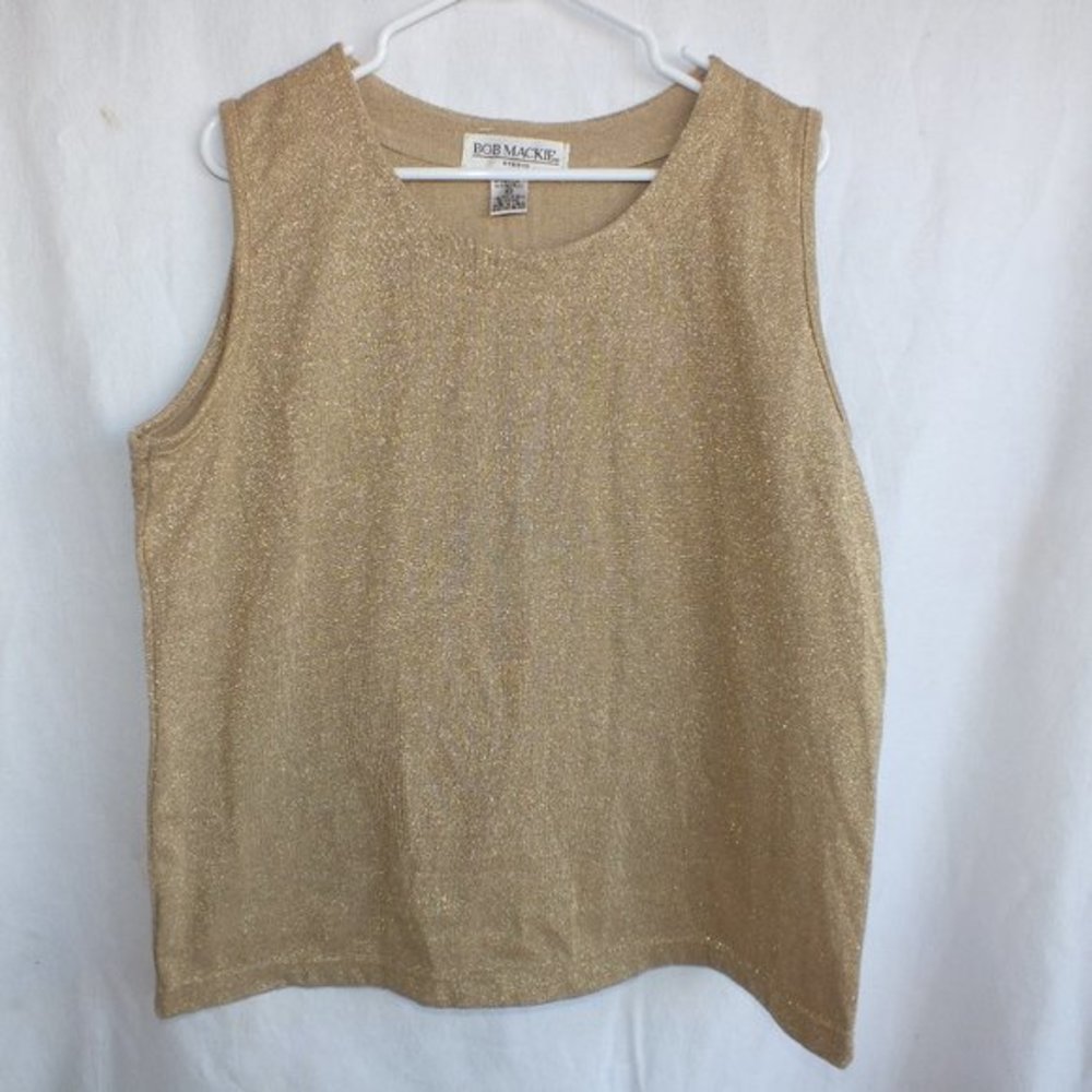 Bob Mackie‎ Vintage Metallic Gold Tank Top XL